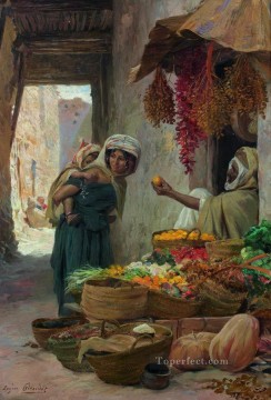 Eugene Girardet Painting - Le marchand de fruits Eugene Girardet Orientalist